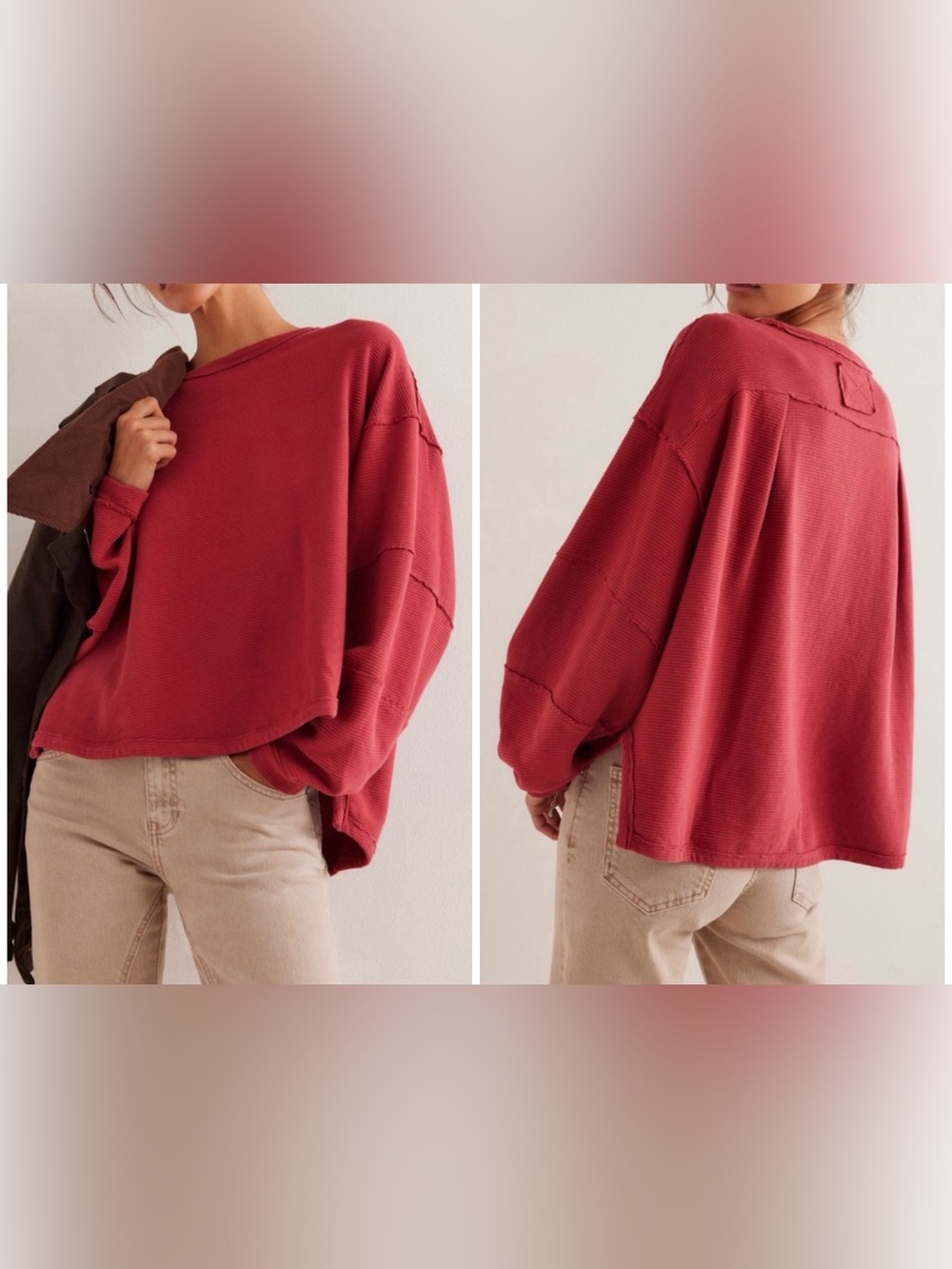 NWT Free People We The Free Total Eclipse Tee - rubies red - XL